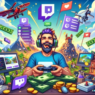 un streamer de jeux vidéo diffusant sur Twitch, interagissant avec les fans et gagnant de l'argent grâce à des publicités