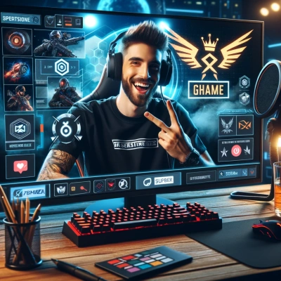 La scène montre un streamer professionnel interagissant avec son public lors d'une diffusion en direct.