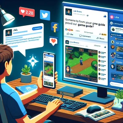 une personne qui fait la promotion de son guide de jeu sur les médias sociaux