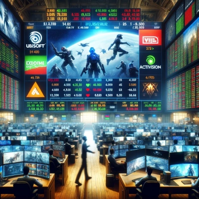 Une personne est vue en train de rechercher et d'analyser les actions d'une société de jeux sur un ordinateur.