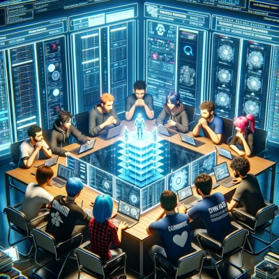 un groupe de joueurs élaborant des stratégies dans une salle de réunion virtuelle au sein d'un serveur privé