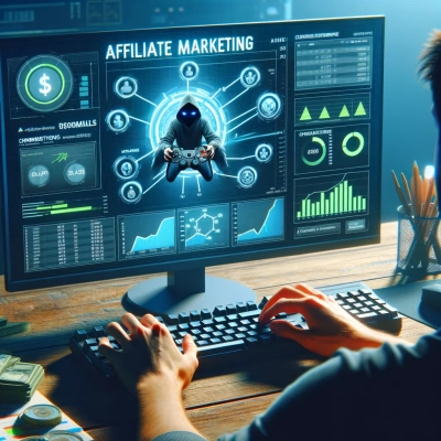 un joueur analysant les performances de marketing d'affiliation sur un ordinateur